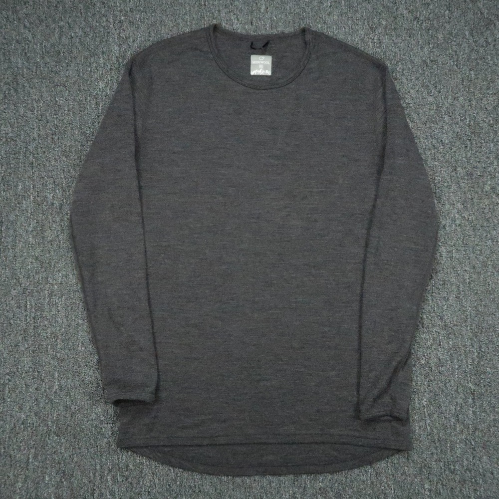 Meriwool Shirt Mens XL Gray Crew Neck Long Sleeve Tee Merino Wool Base Layer